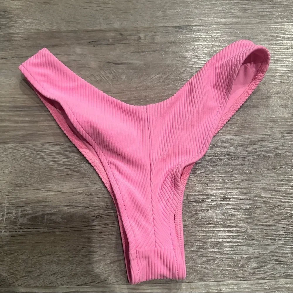 FRANKIES Ribbed Cheeky Bikini Bottom Size XS‎ Pink Barbie